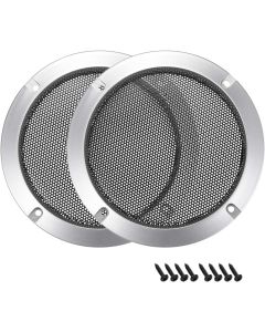 uxcell 2pcs Speaker Grill Mesh Decorative Circle Woofer Guard Protector Cover Accessories Silver for 6.5" Mounting Hole Diagonal Distance